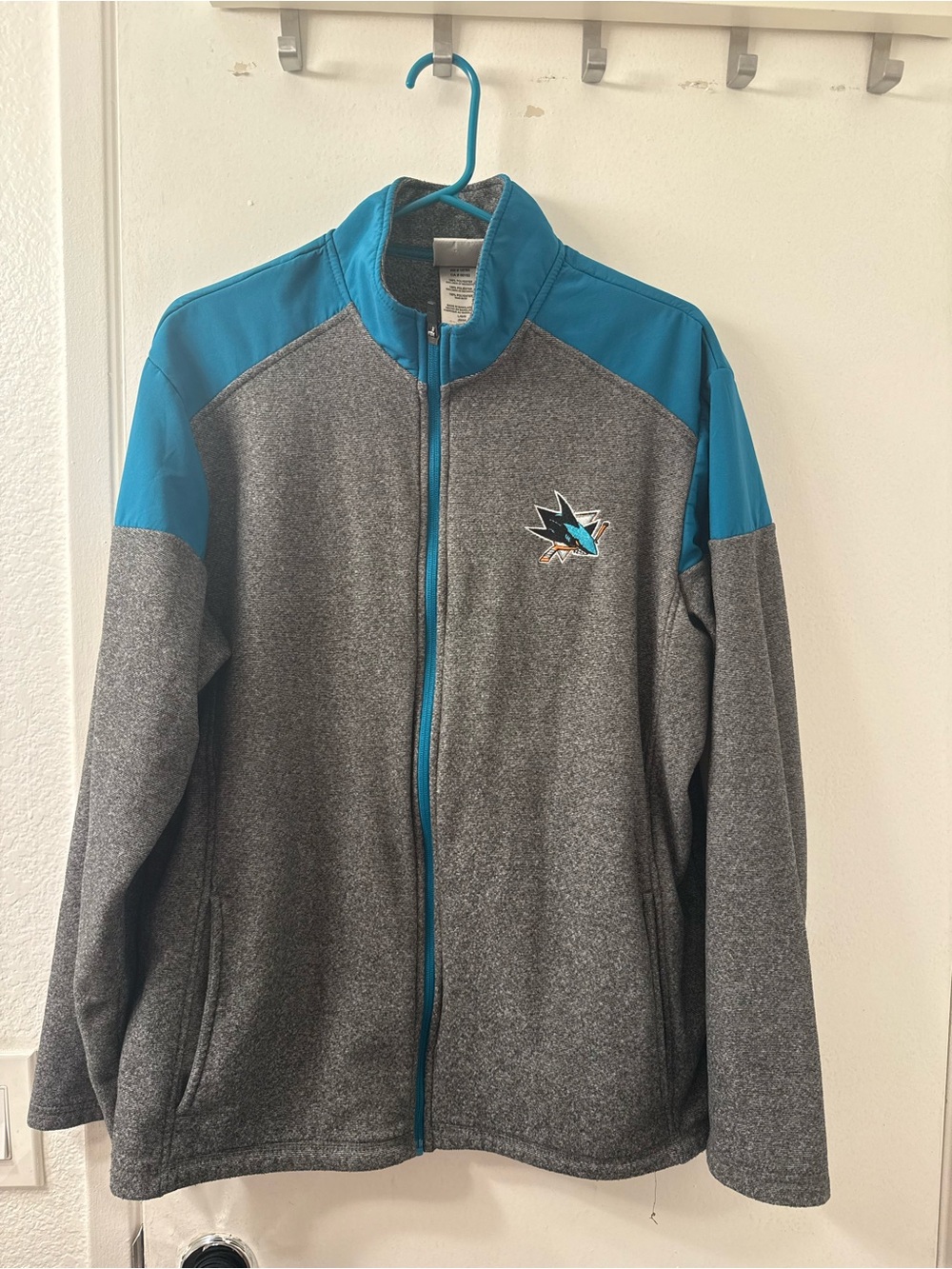 NHL San Jose Sharks Gray and Teal Performance Jacket